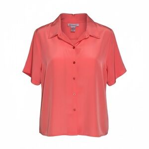 Roman’s Peach Color 14 W Polyester Button Down Blouse